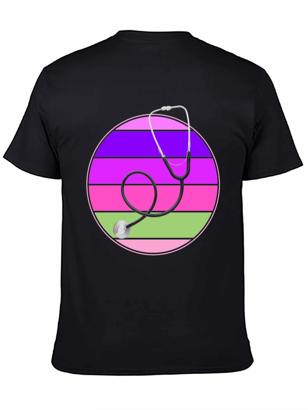 Stethoscope Striped Circle Graphic Tee