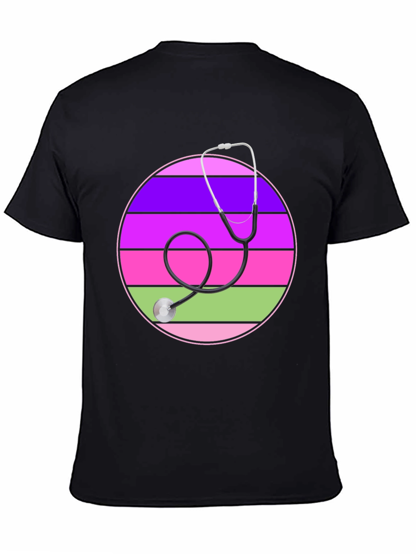 Stethoscope Striped Circle Graphic Tee