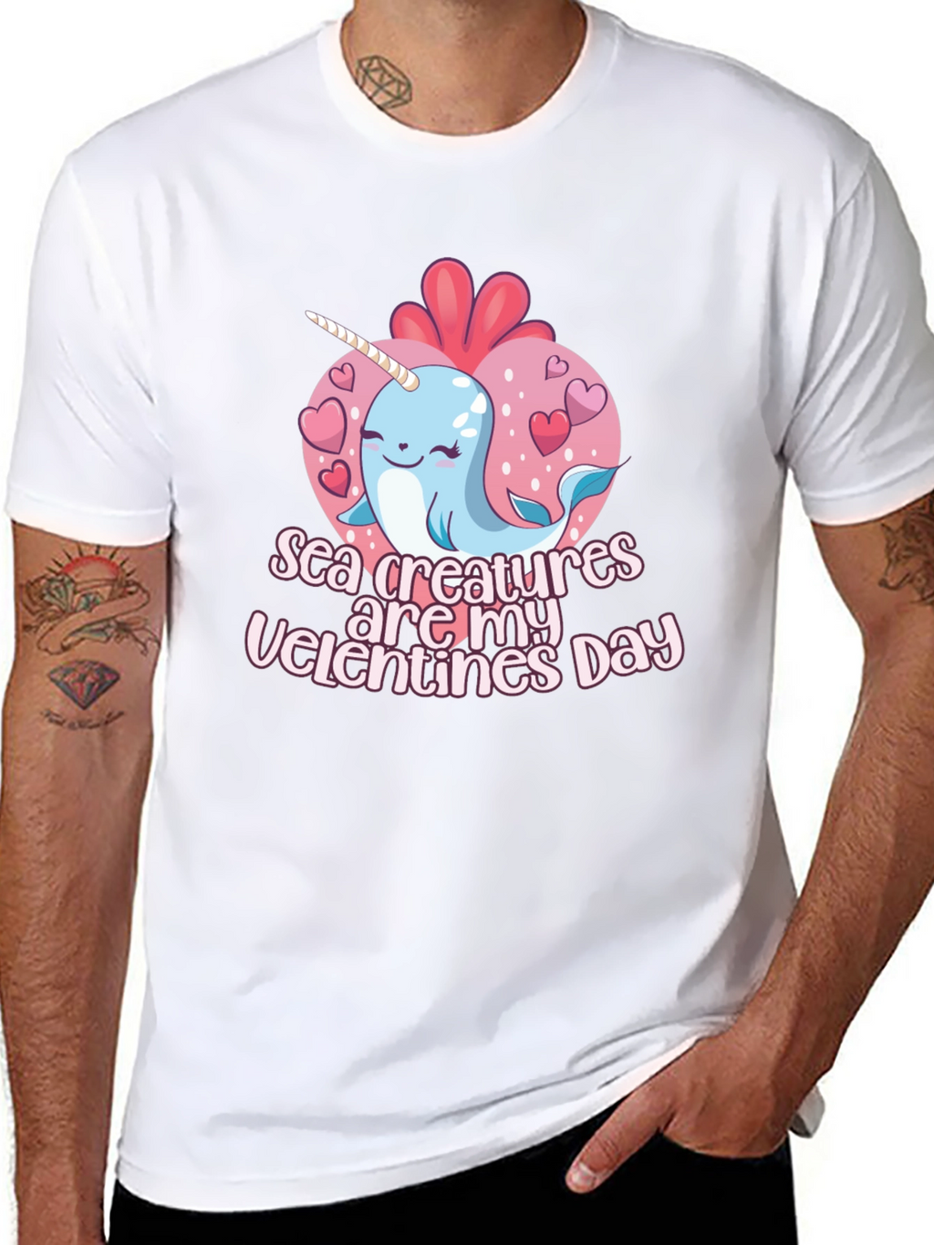 Sea Creatures Are My Valentines Day Black T-Shirt