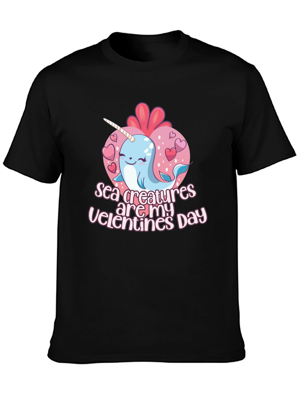 Sea Creatures Are My Valentines Day Black T-Shirt