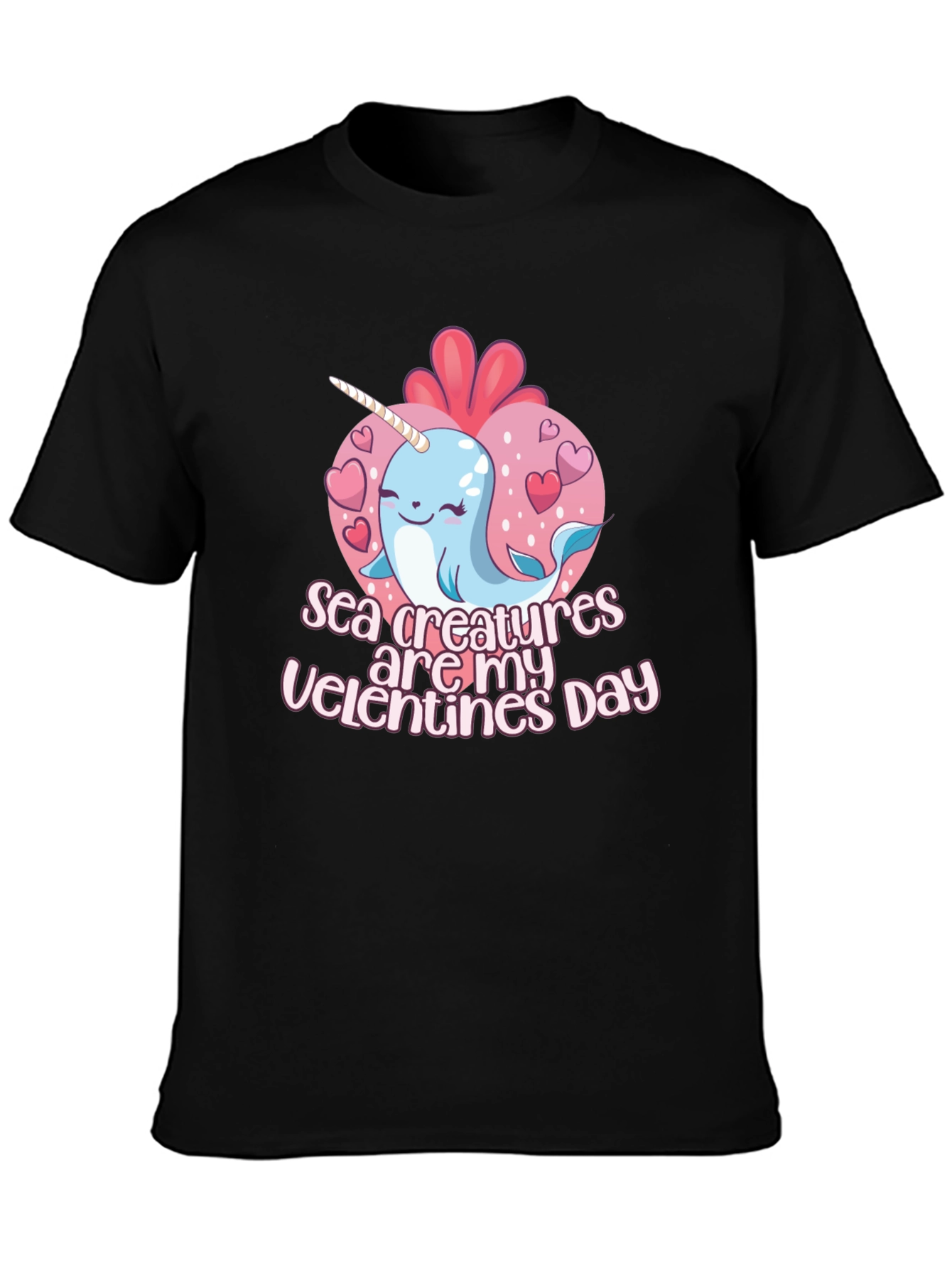 Sea Creatures Are My Valentines Day Black T-Shirt