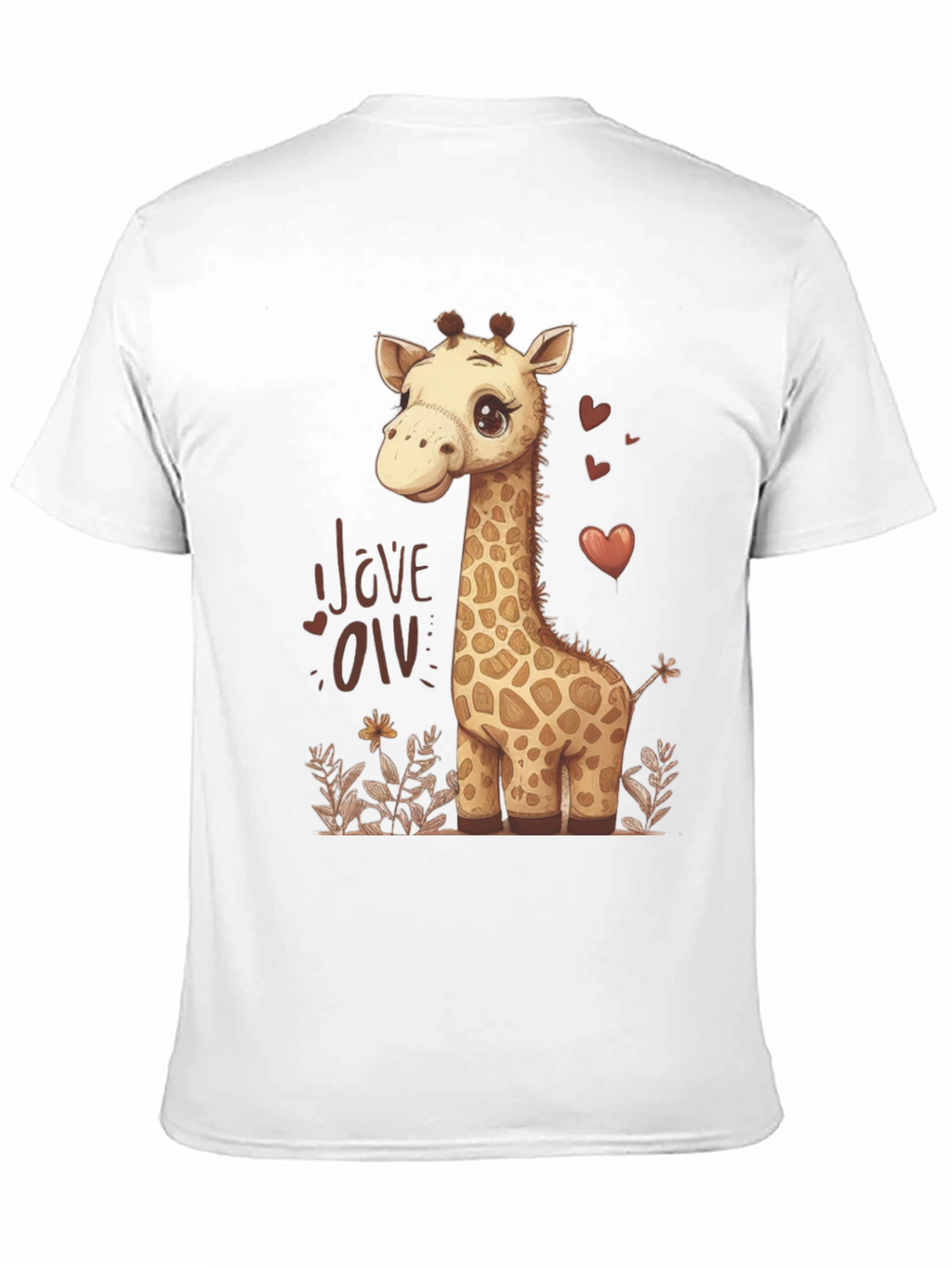 Cute Giraffe Love Graphic T-Shirt - Black