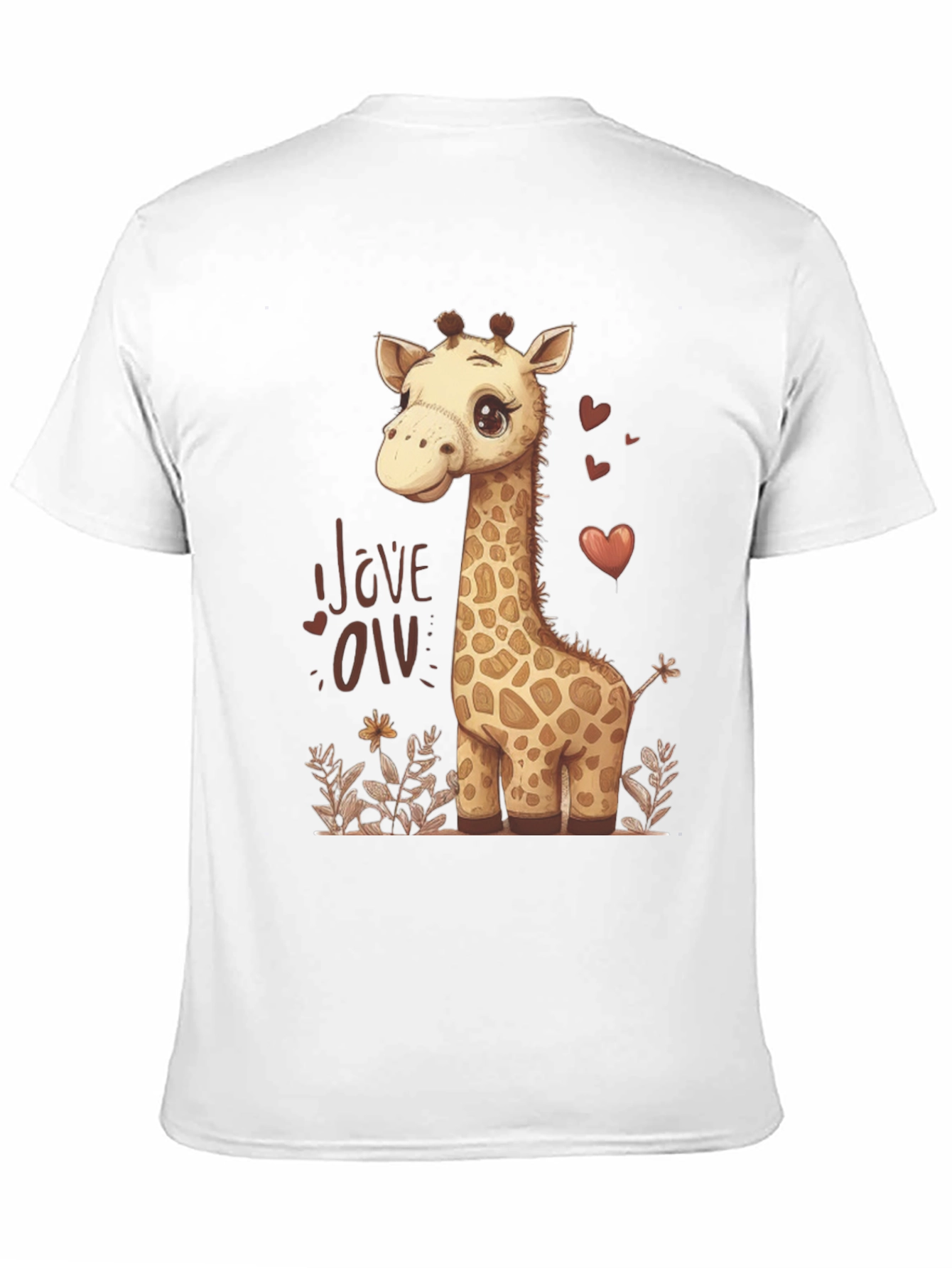 Cute Giraffe Love Graphic T-Shirt - Black