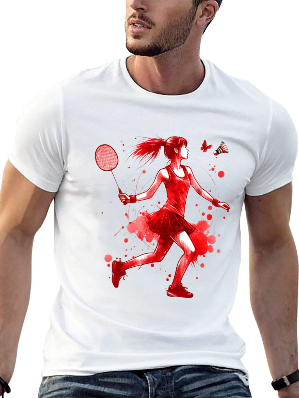 Badminton Player Graphic T-Shirt