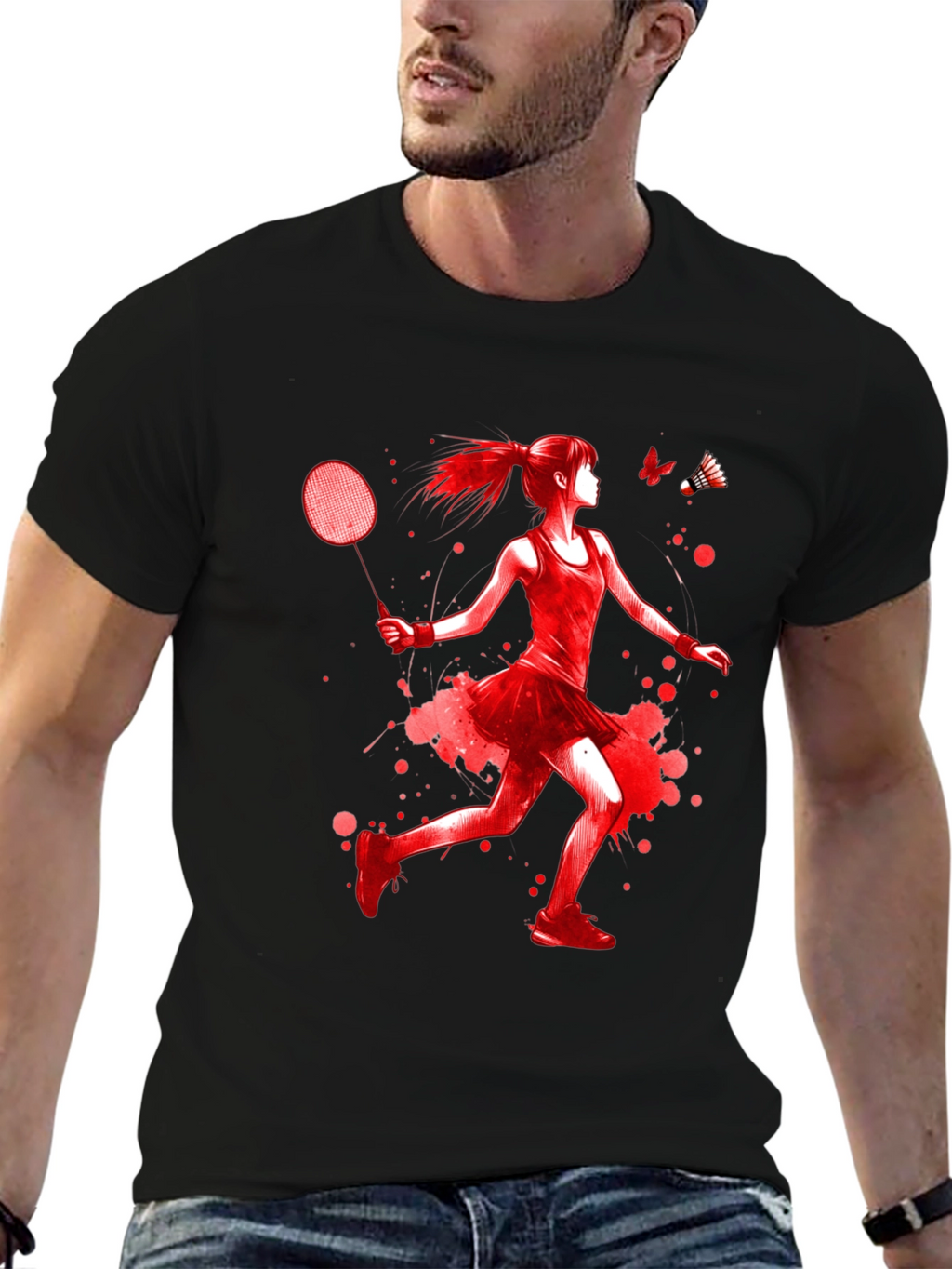 Badminton Player Graphic T-Shirt