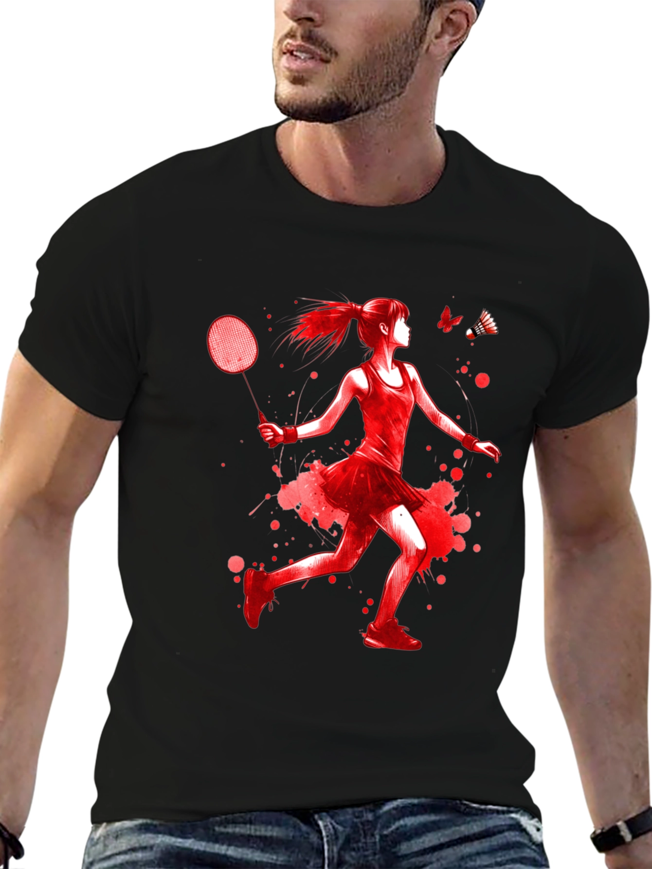 Badminton Player Graphic T-Shirt