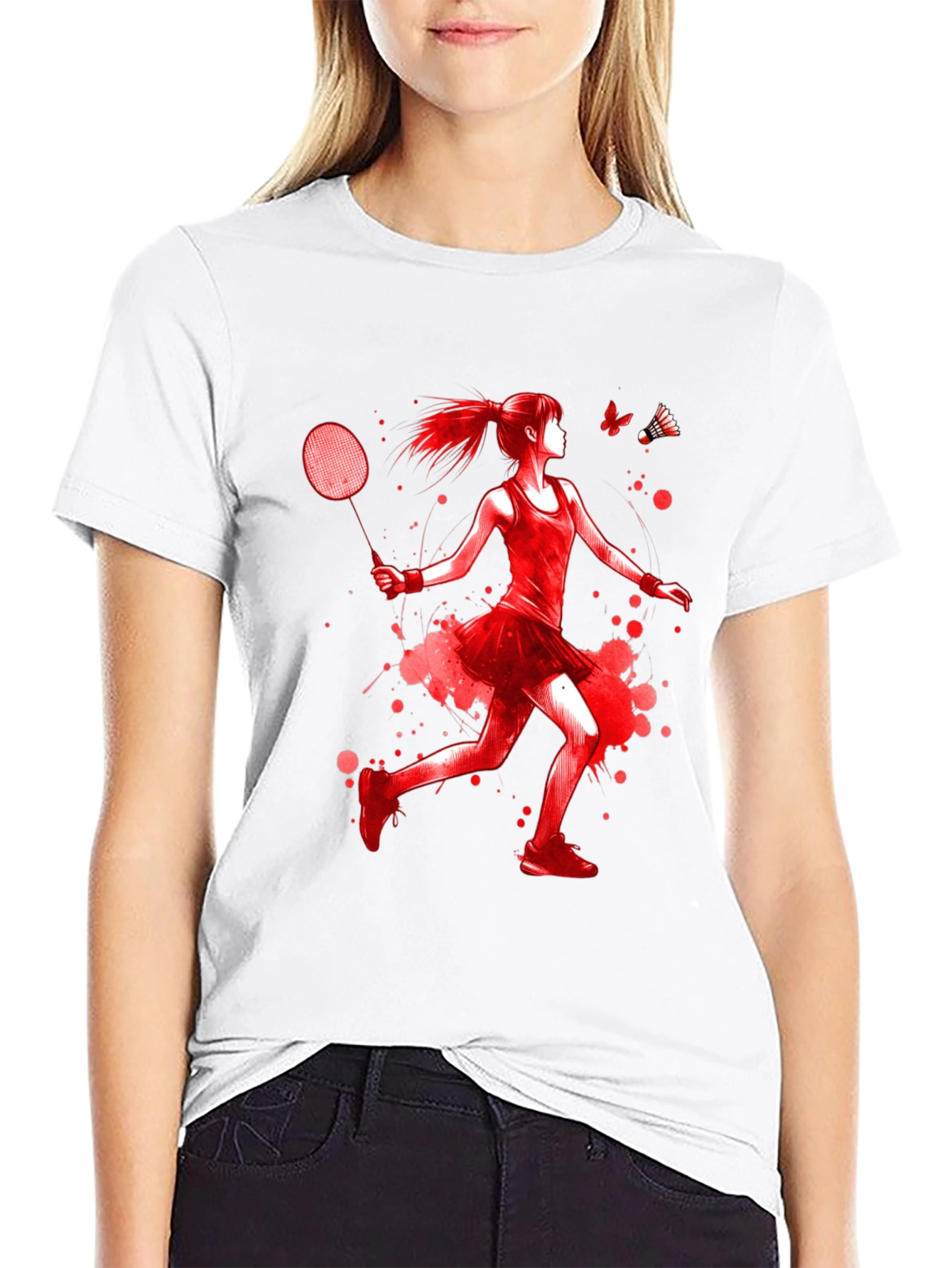 Badminton Player Graphic T-Shirt