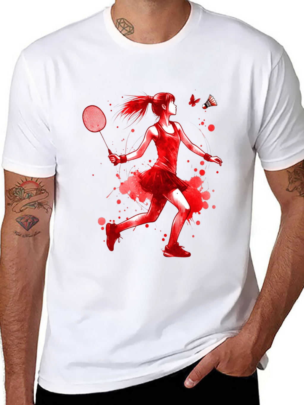 Badminton Player Graphic T-Shirt