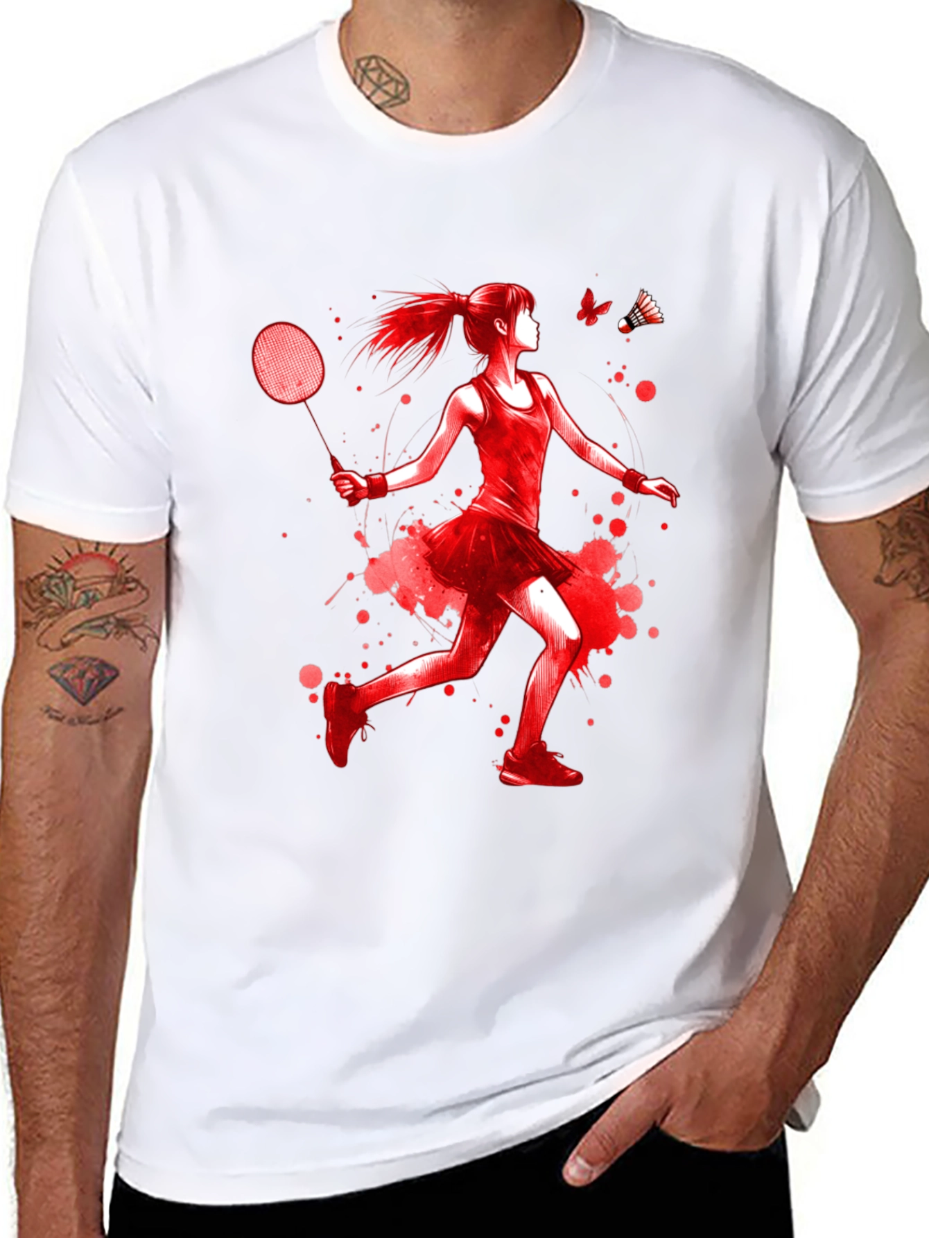 Badminton Player Graphic T-Shirt