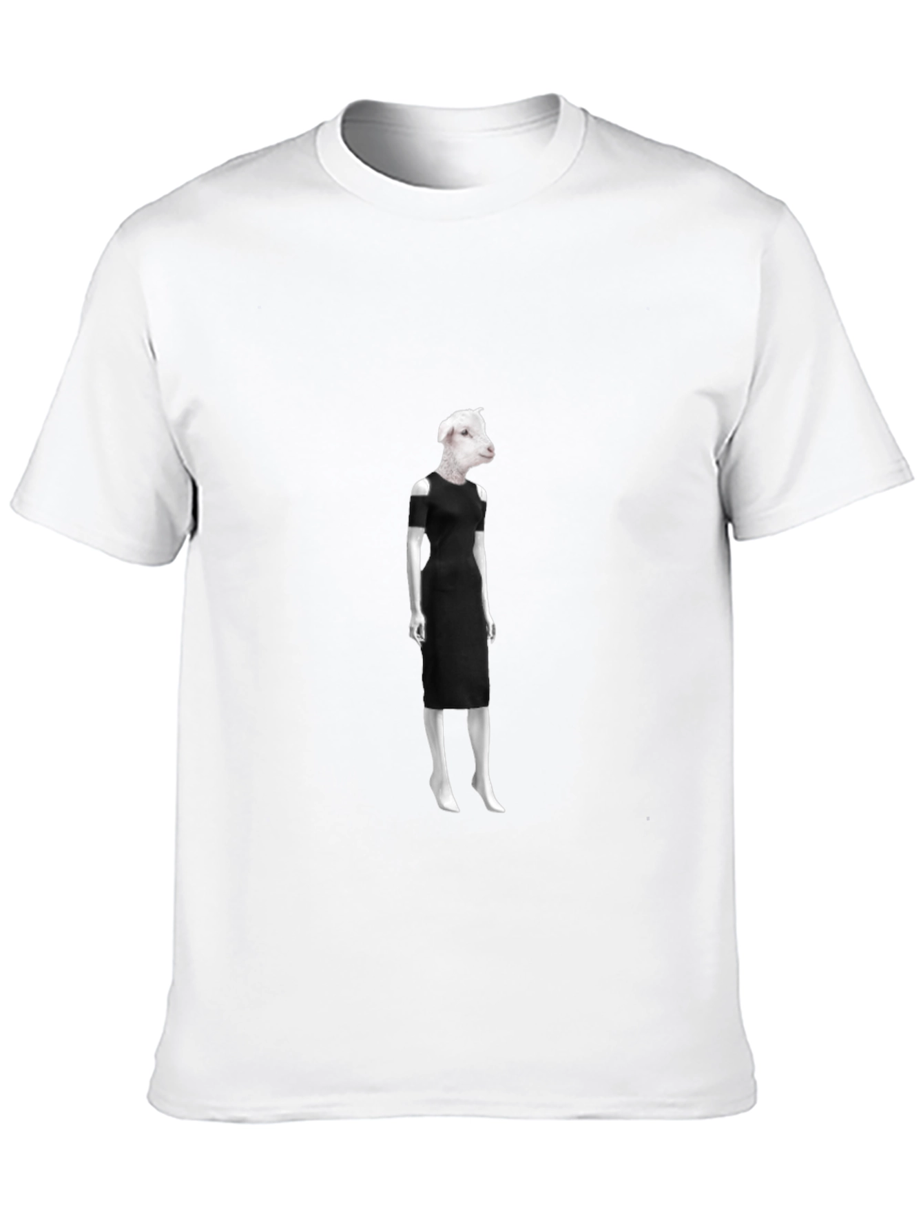 Novelty Sheep in Dress Graphic Black T-Shirt