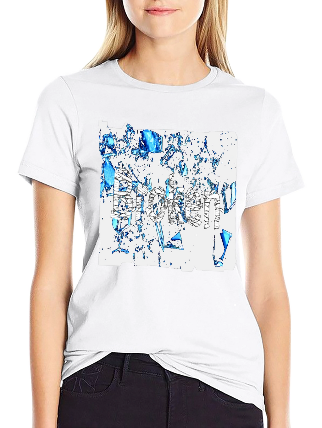 Broken T-Shirt - Abstract Design Black Tee