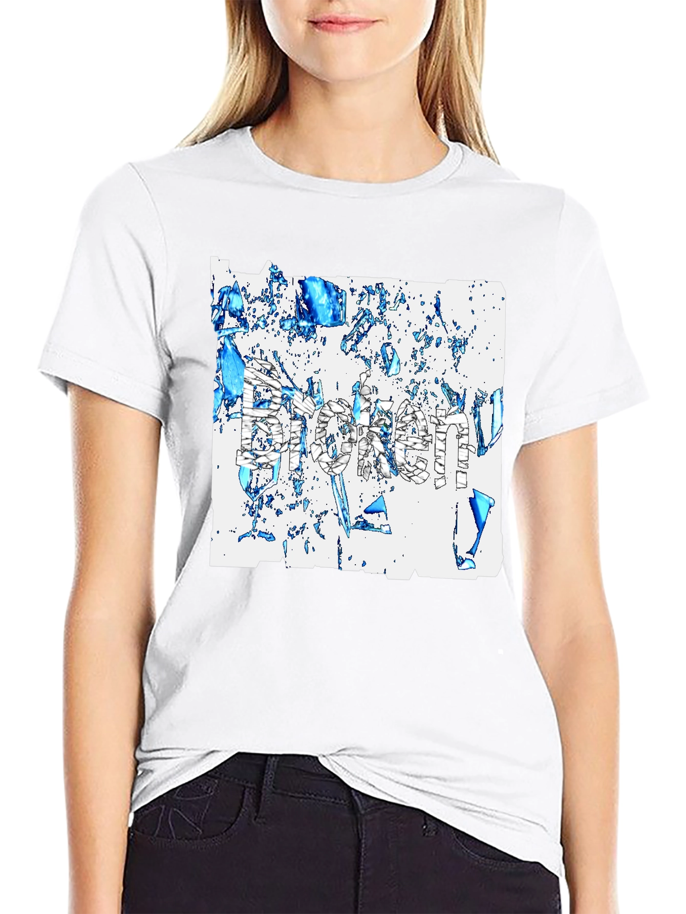 Broken T-Shirt - Abstract Design Black Tee