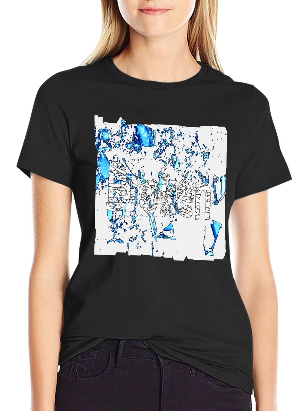 Broken T-Shirt - Abstract Design Black Tee