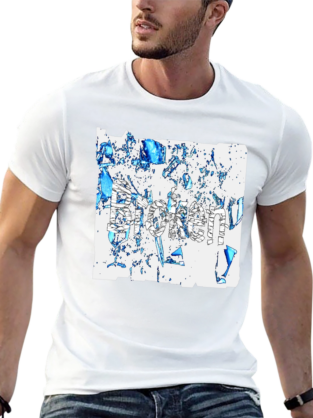 Broken T-Shirt - Abstract Design Black Tee