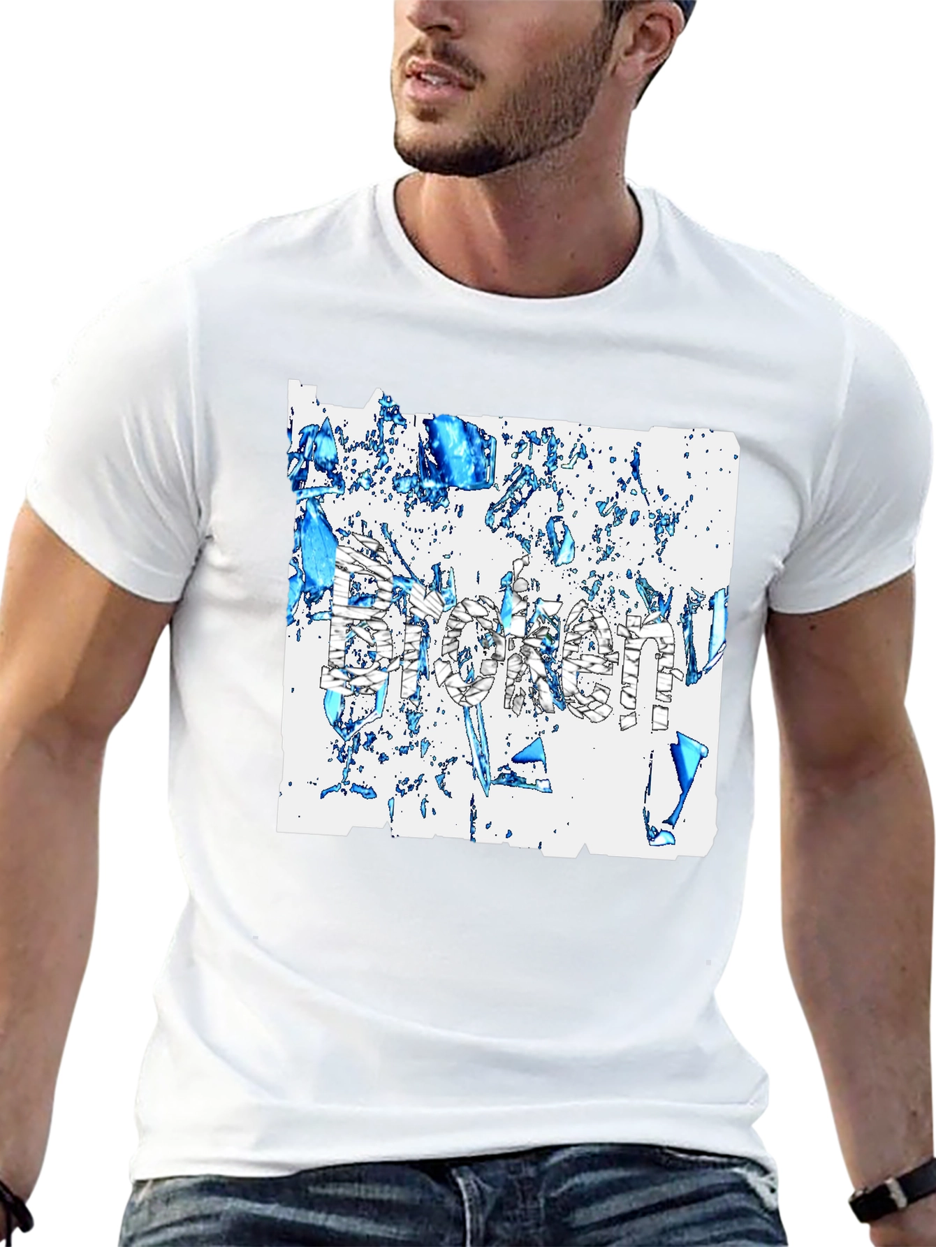 Broken T-Shirt - Abstract Design Black Tee