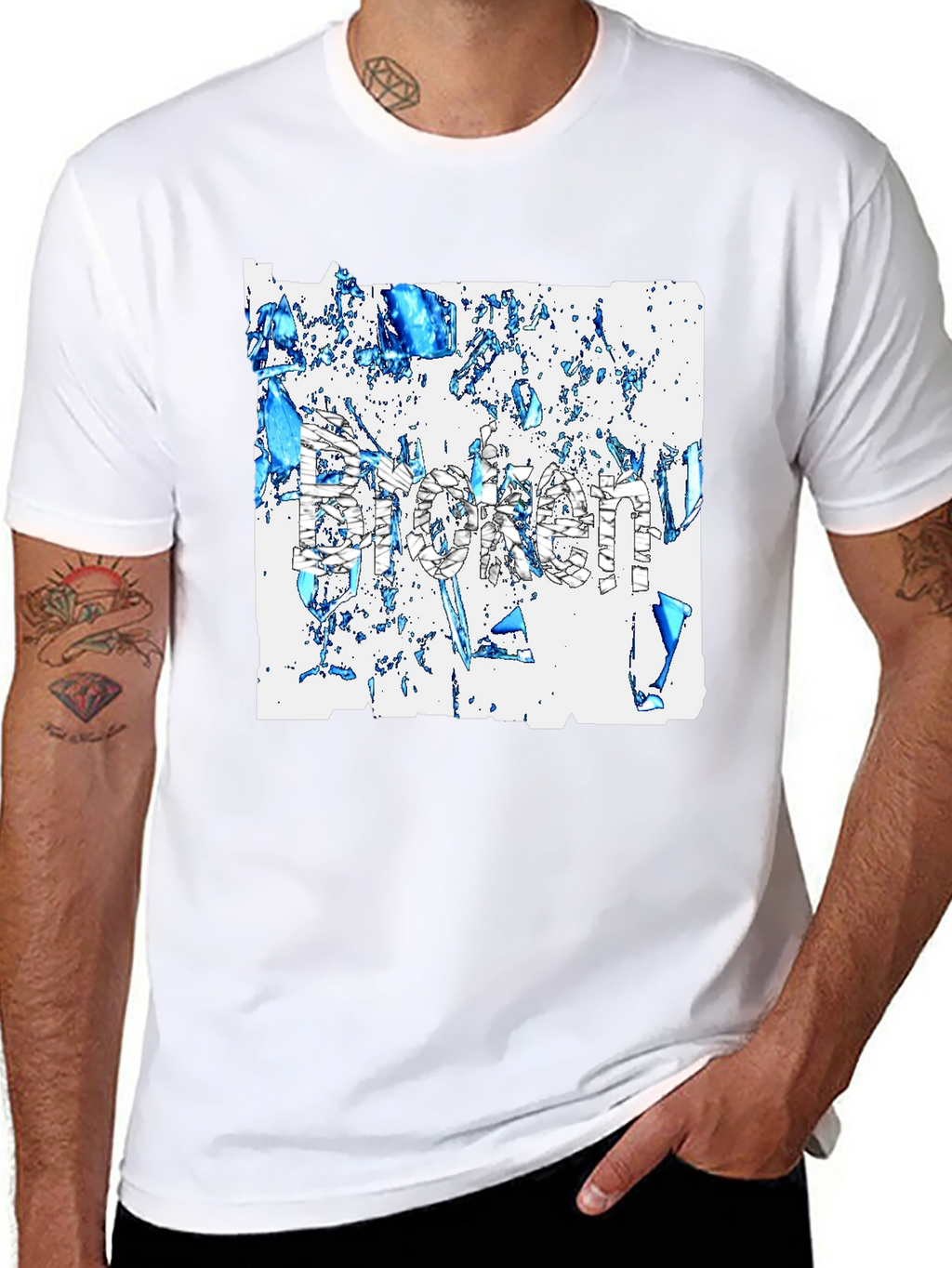 Broken T-Shirt - Abstract Design Black Tee