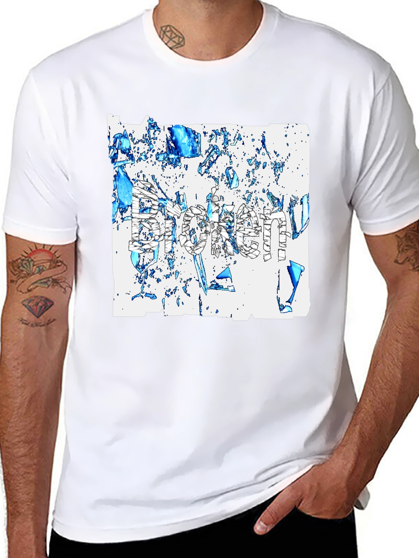 Broken T-Shirt - Abstract Design Black Tee