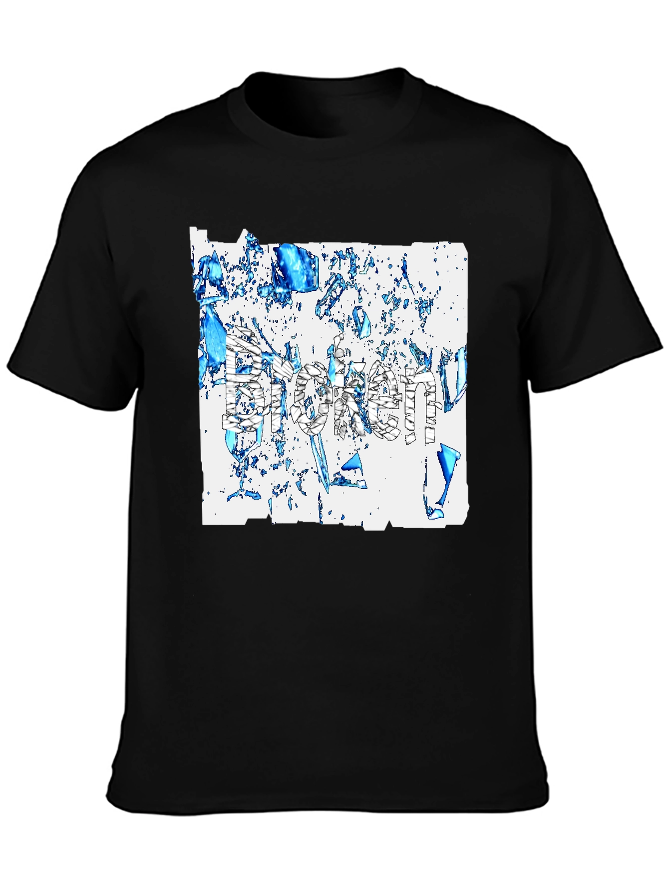 Broken T-Shirt - Abstract Design Black Tee