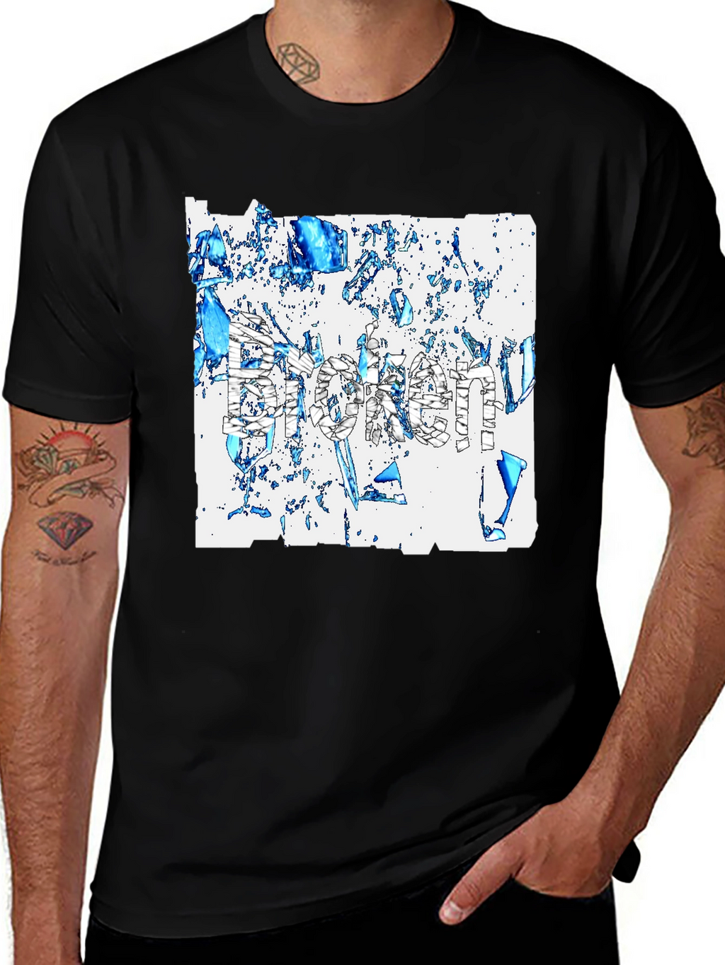 Broken T-Shirt - Abstract Design Black Tee