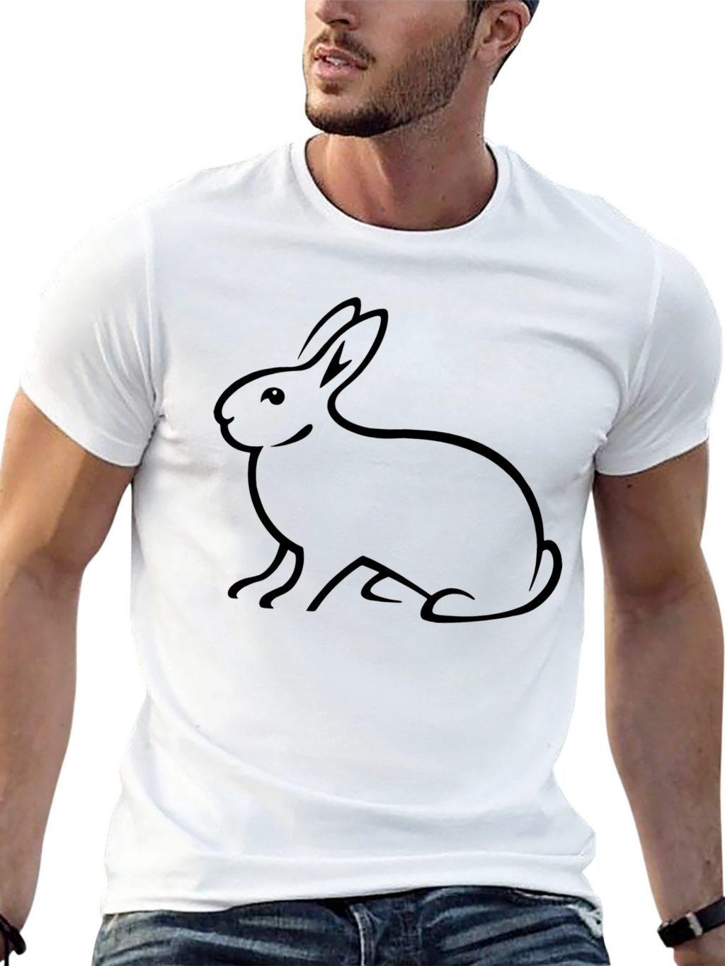 Rabbit Graphic Black T-Shirt - Casual Comfort