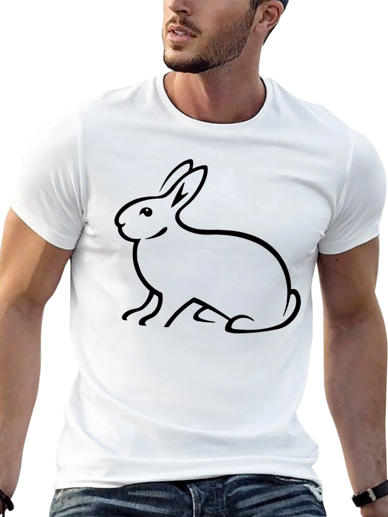 Rabbit Graphic Black T-Shirt - Casual Comfort