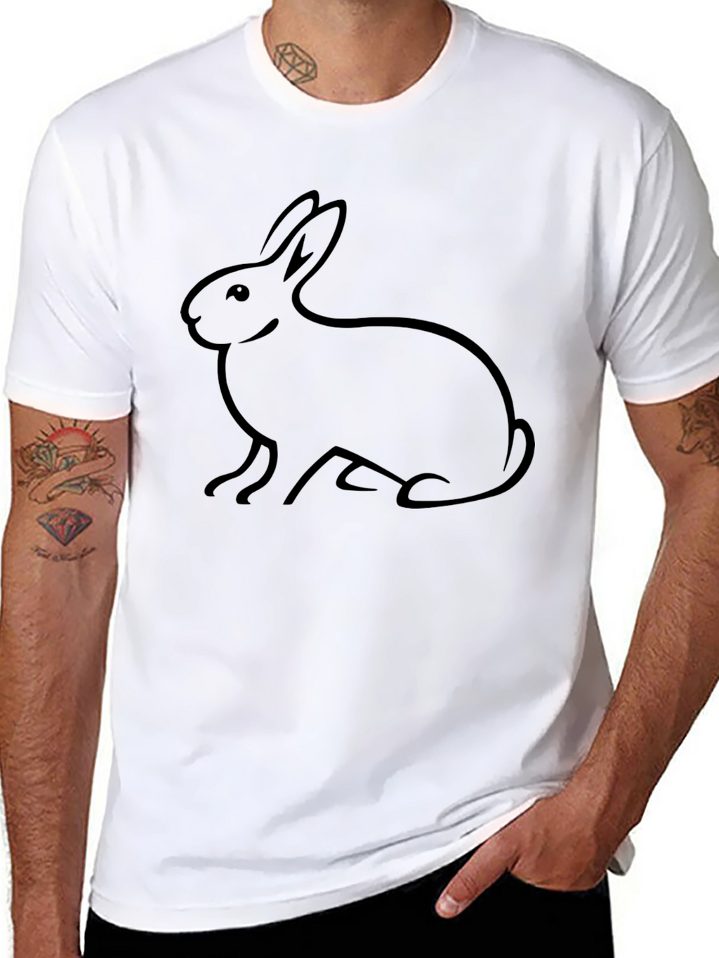 Rabbit Graphic Black T-Shirt - Casual Comfort