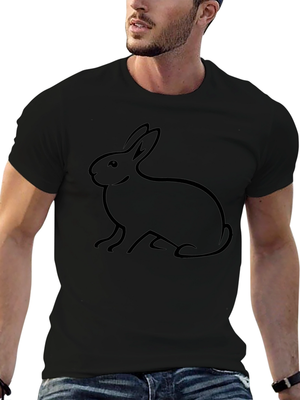 Rabbit Graphic Black T-Shirt - Casual Comfort