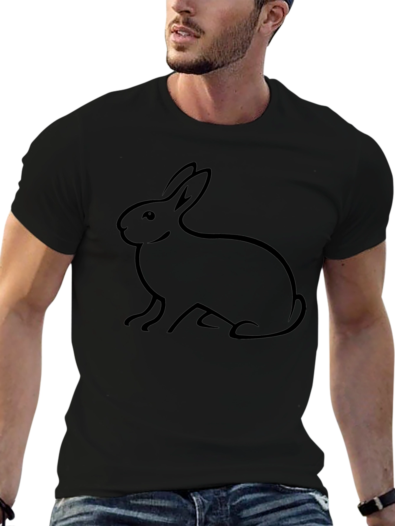 Rabbit Graphic Black T-Shirt - Casual Comfort