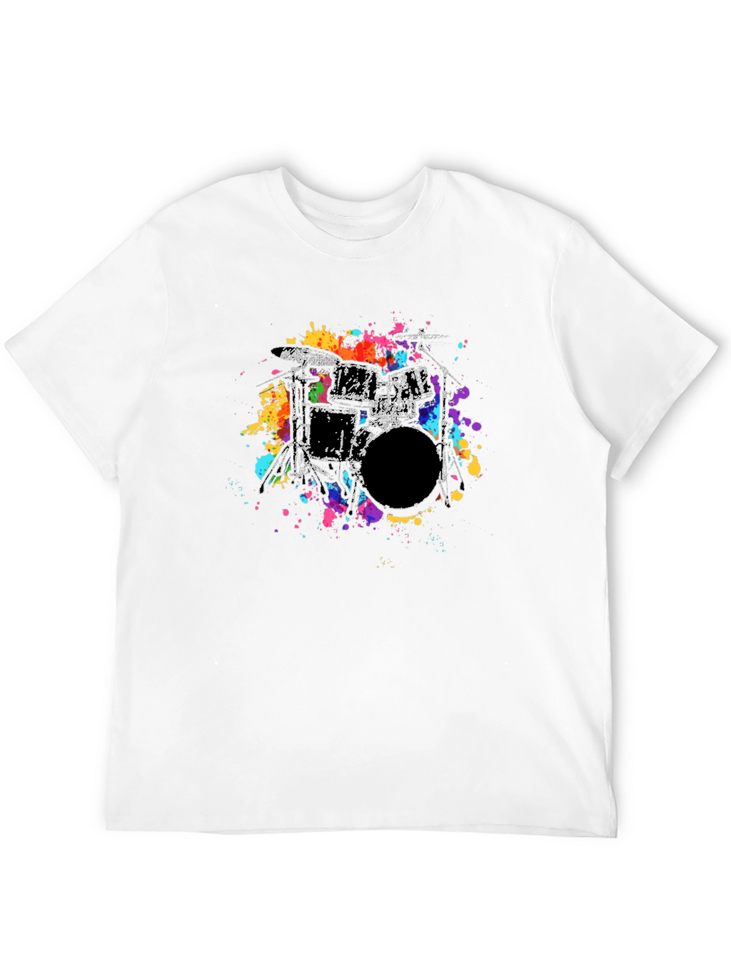 Abstract Drum Kit Graphic Tee - Black Cotton T-Shirt