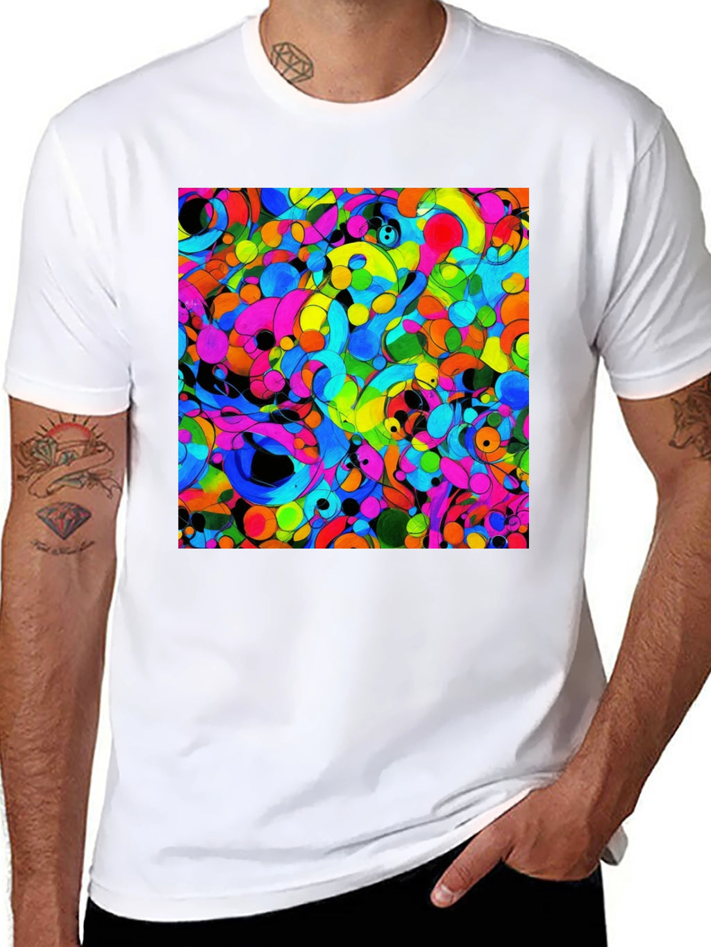 Vibrant Abstract Art Black T-Shirt