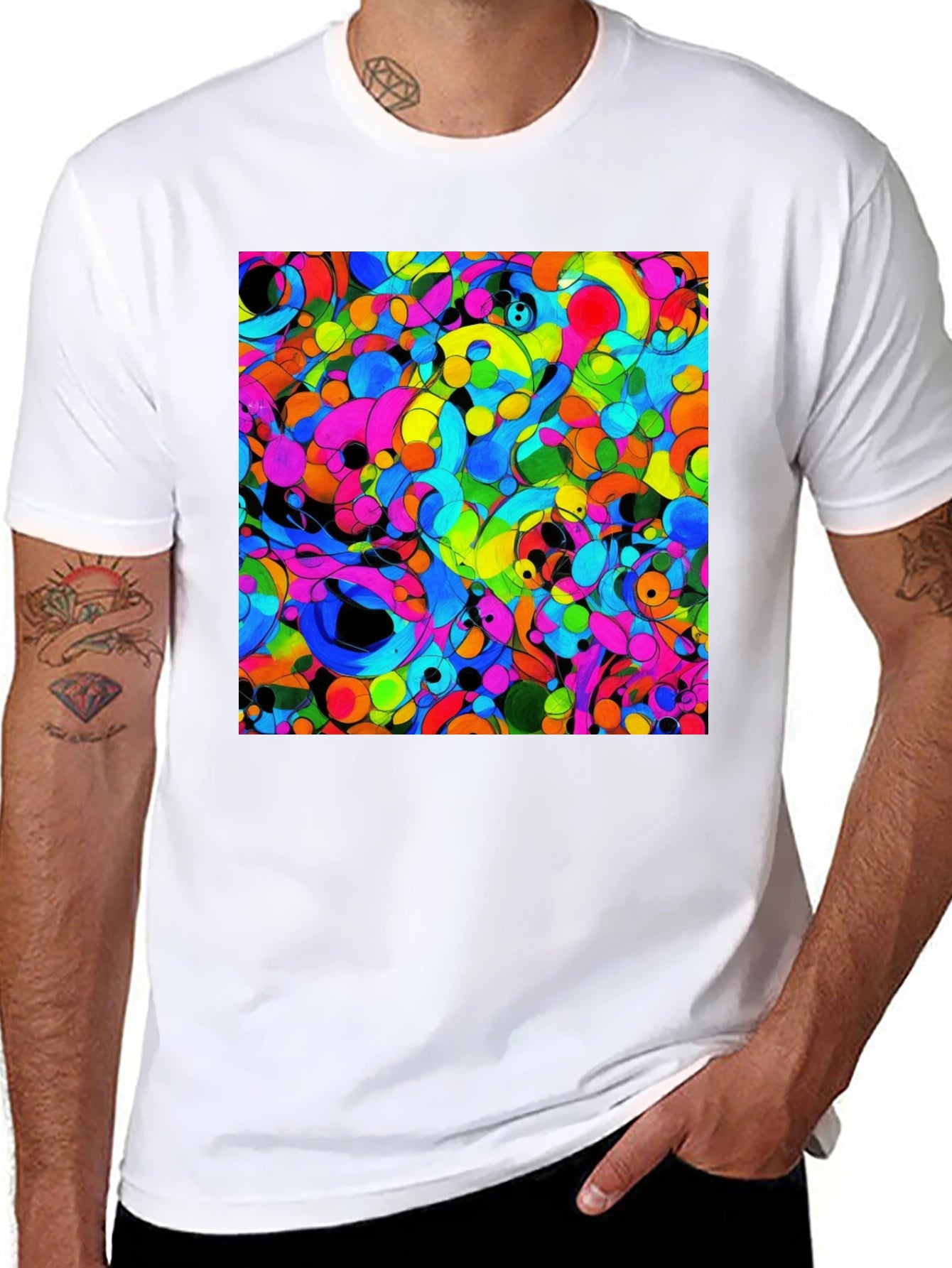 Vibrant Abstract Art Black T-Shirt