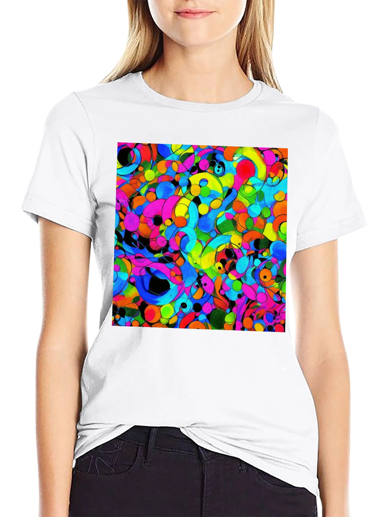 Vibrant Abstract Art Black T-Shirt