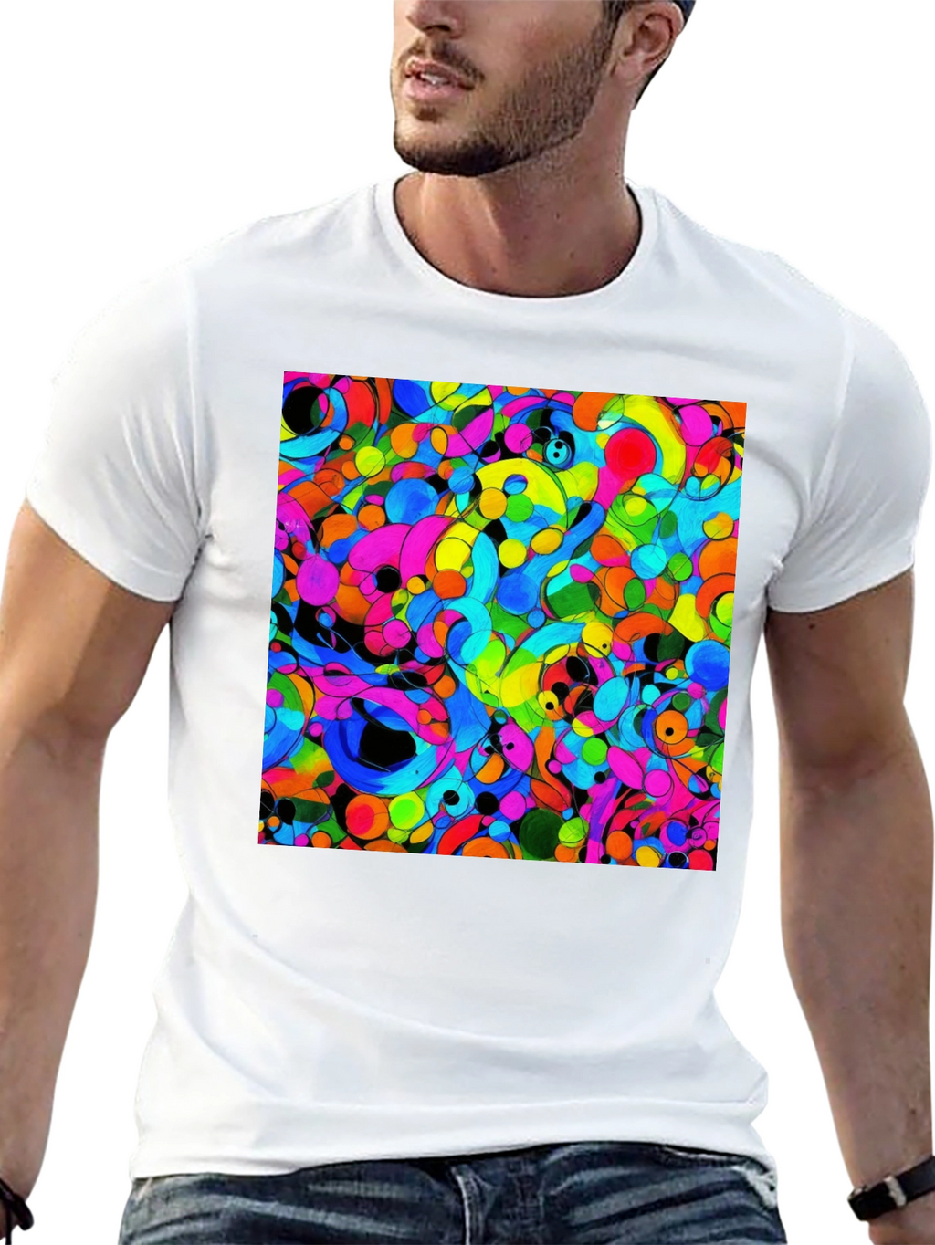 Vibrant Abstract Art Black T-Shirt