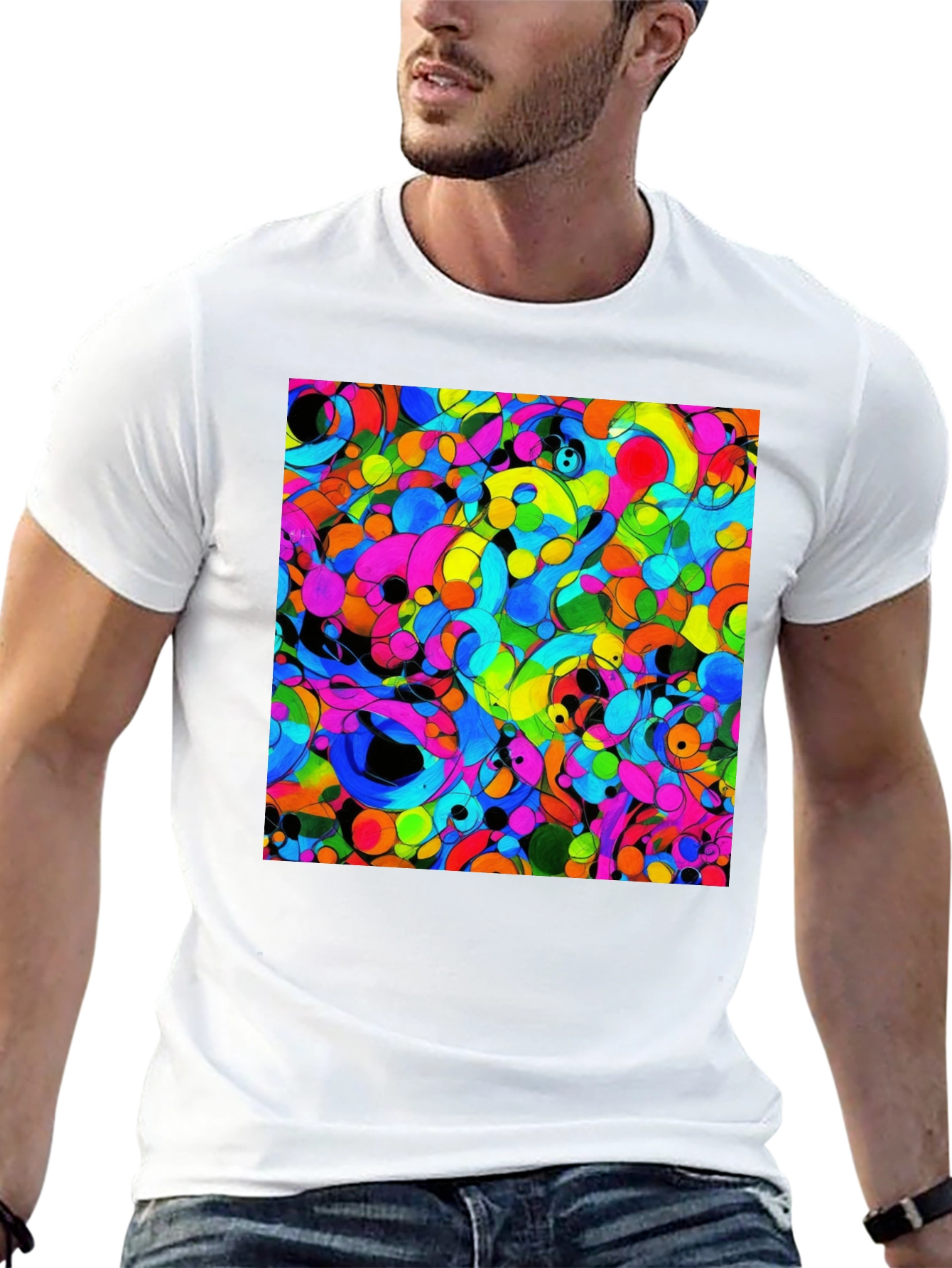Vibrant Abstract Art Black T-Shirt