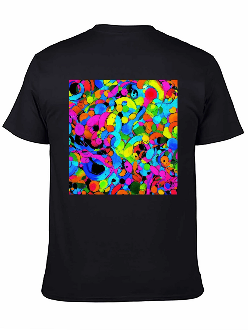 Vibrant Abstract Art Black T-Shirt