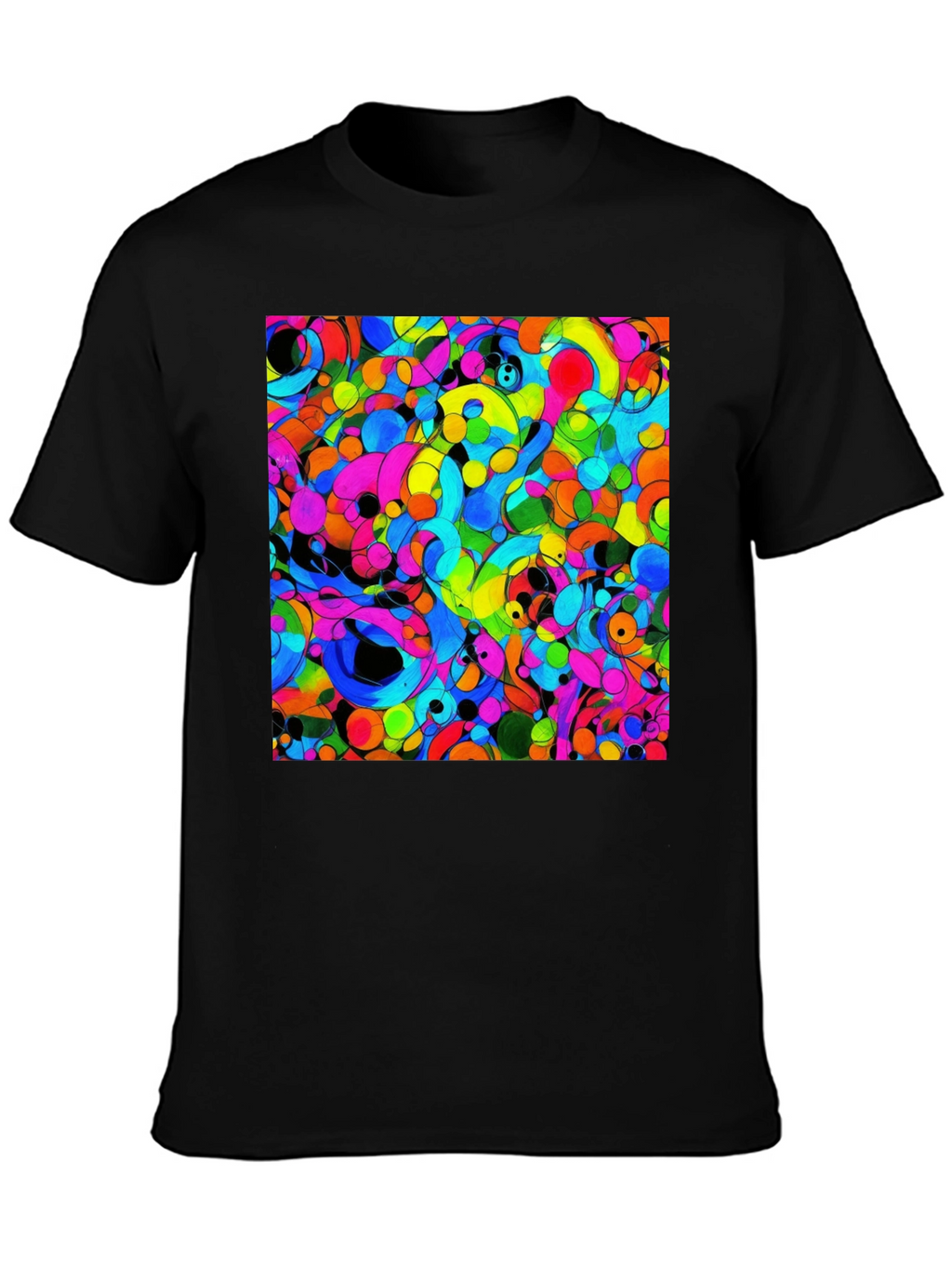 Vibrant Abstract Art Black T-Shirt