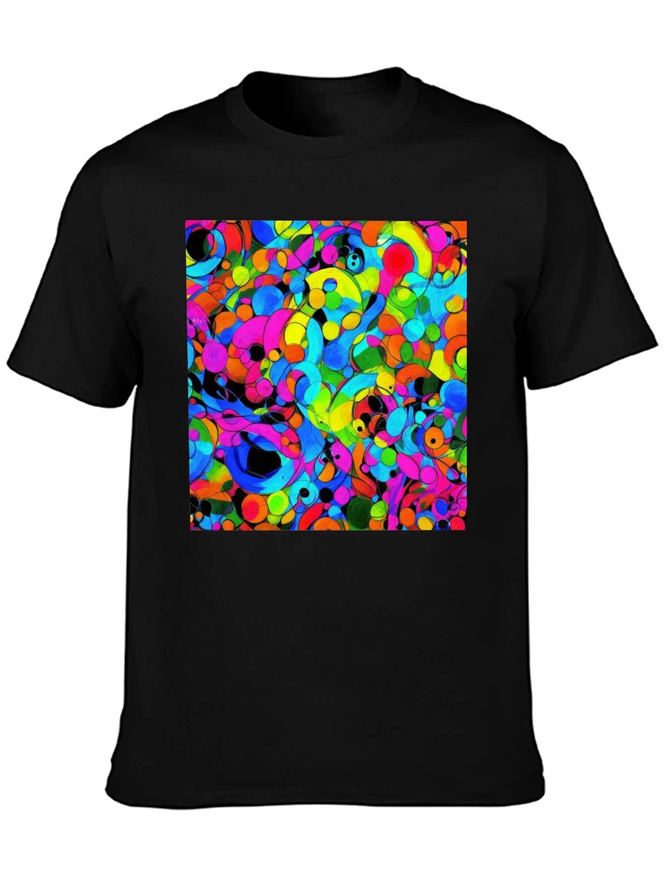 Vibrant Abstract Art Black T-Shirt
