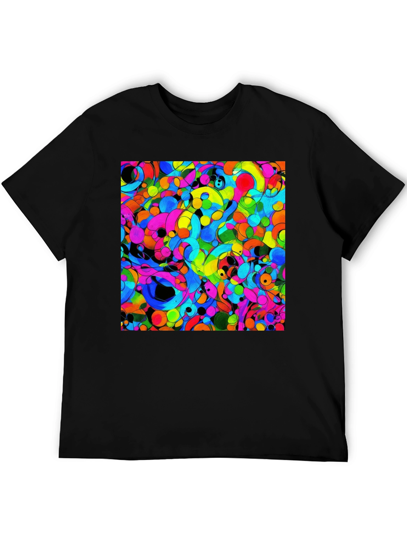 Vibrant Abstract Art Black T-Shirt