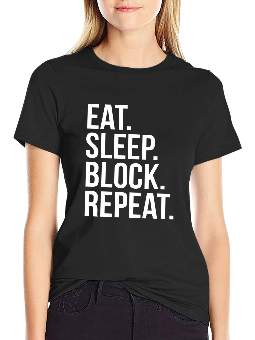 Eat Sleep Block Repeat Black T-Shirt