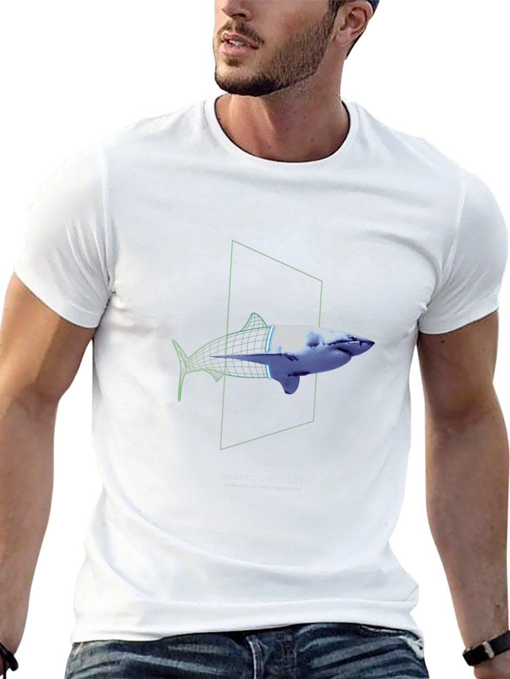 Transcend Barriers Shark Graphic Tee - Black