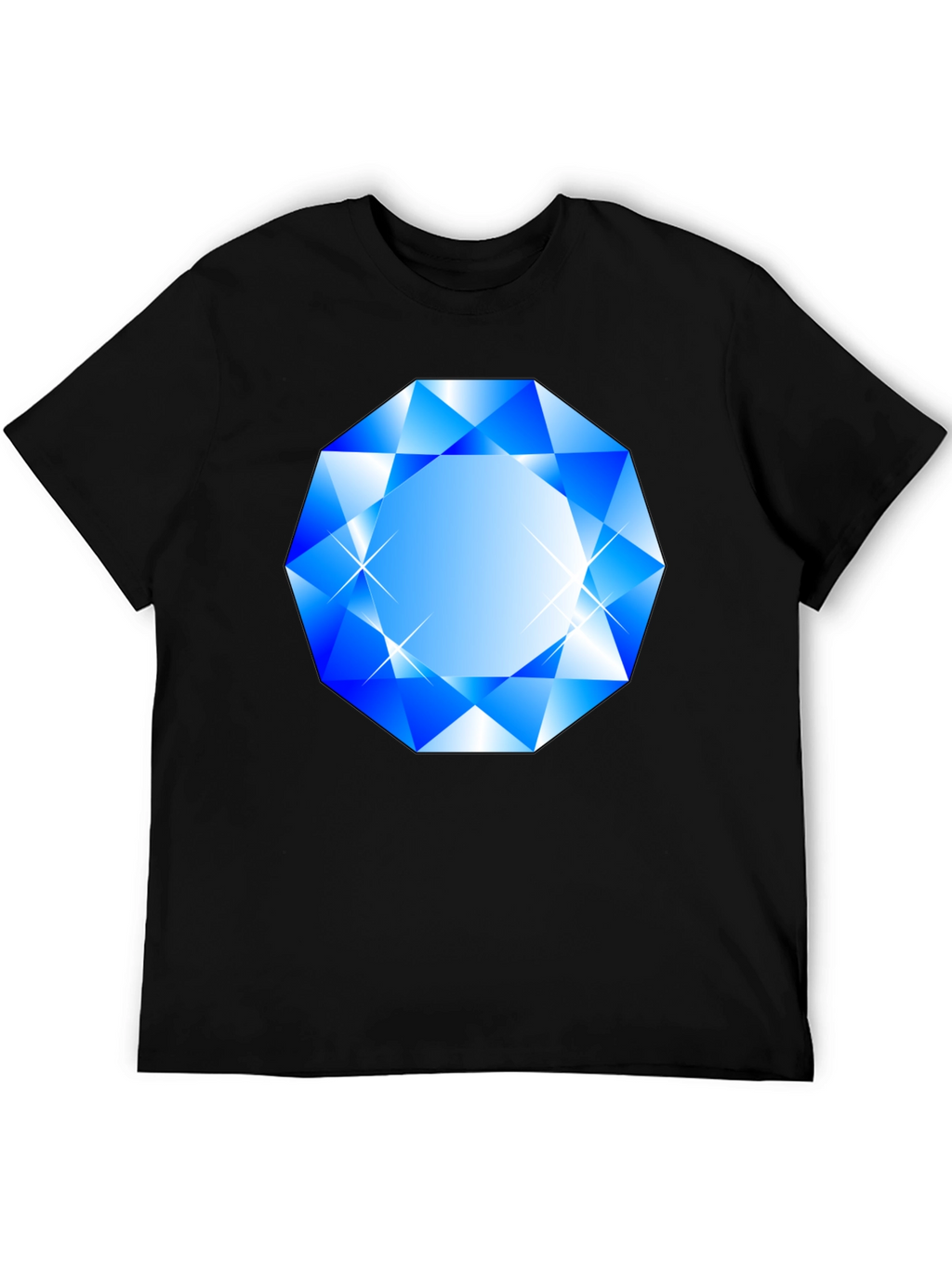 Blue Diamond Graphic Black T-Shirt
