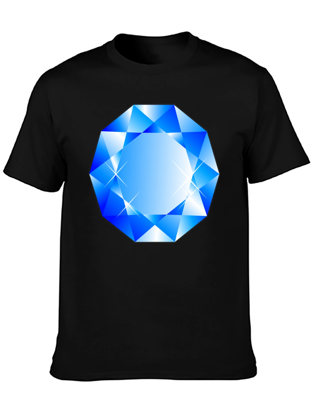 Blue Diamond Graphic Black T-Shirt