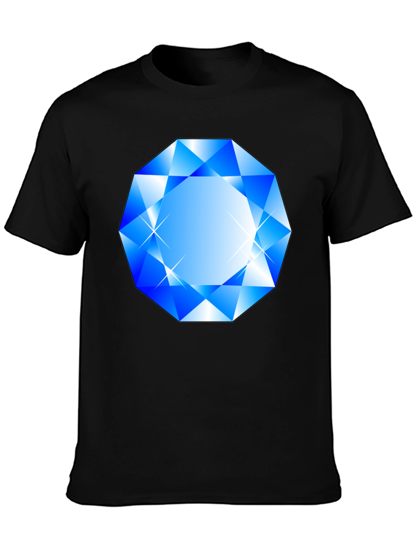 Blue Diamond Graphic Black T-Shirt