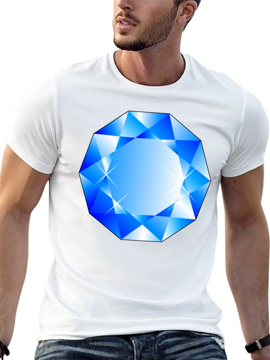 Blue Diamond Graphic Black T-Shirt