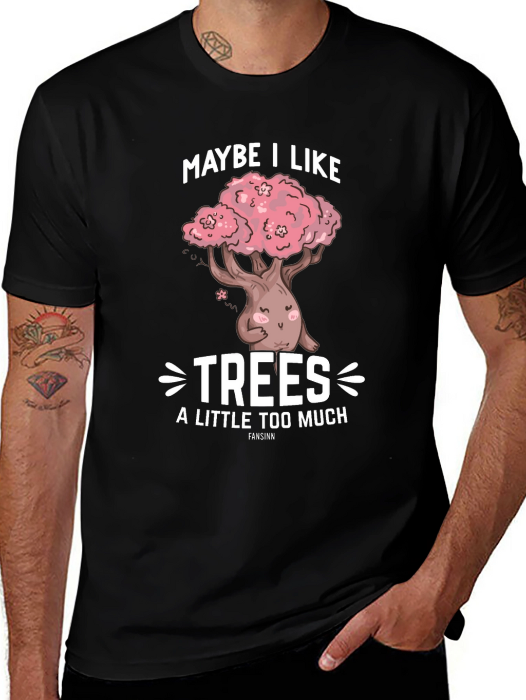 Maybe I Like Trees Black Graphic Tee