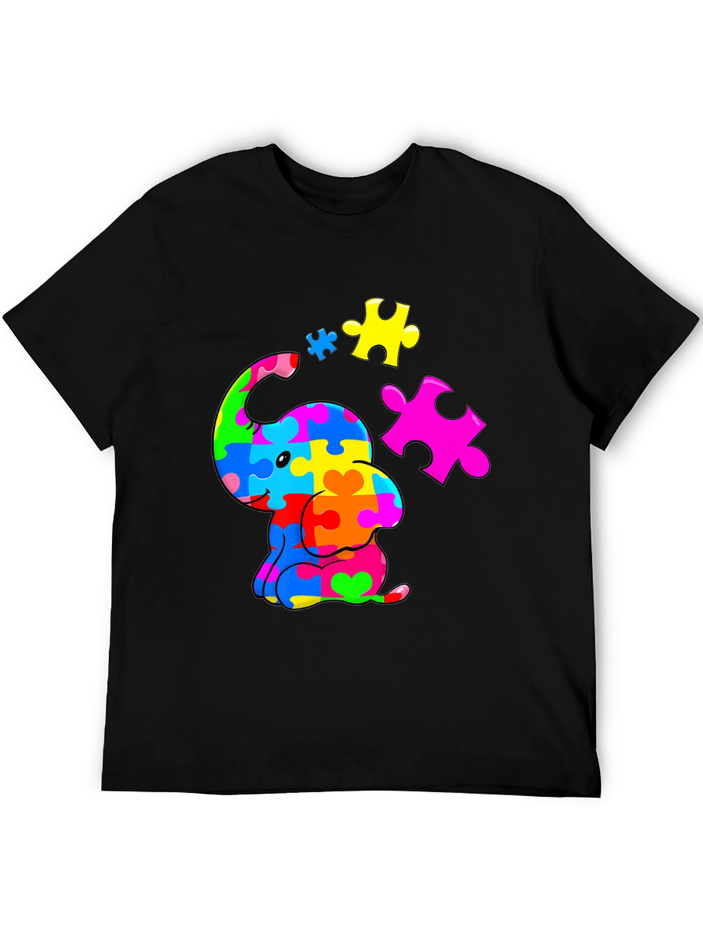 Autism Awareness Puzzle Elephant Graphic Tee