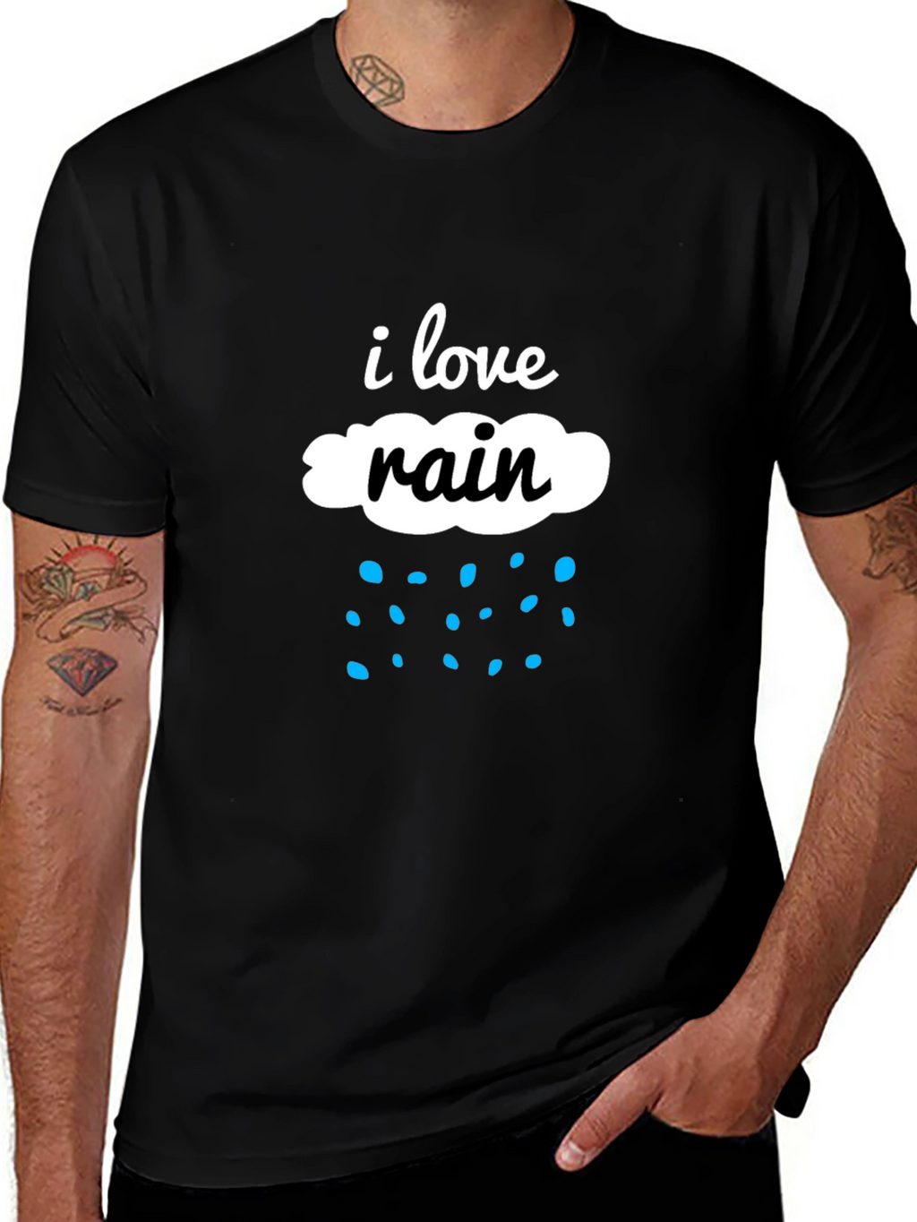 I Love Rain Black Cotton Tee