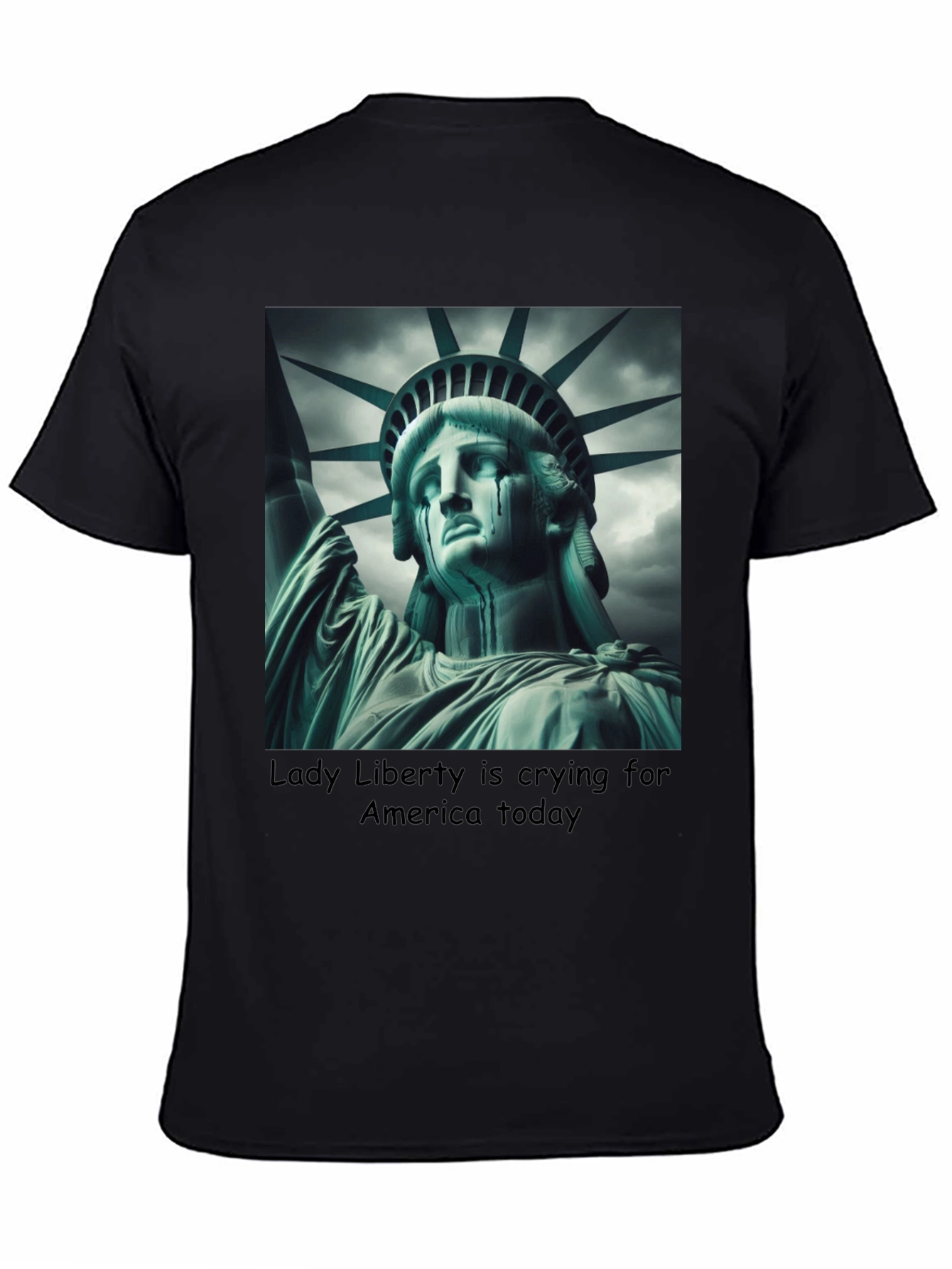 Statue of Liberty Crying Graphic Tee - Black