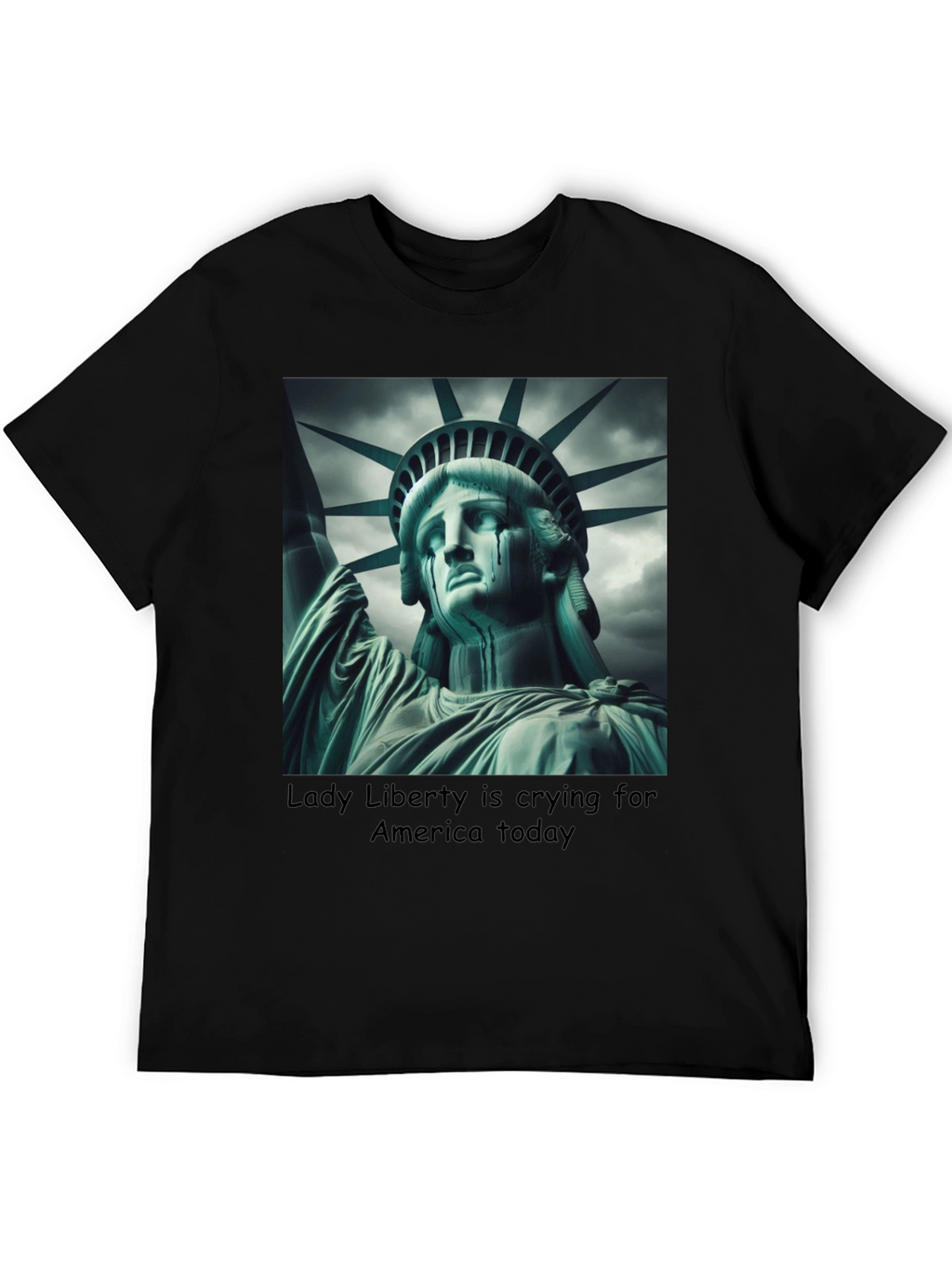 Statue of Liberty Crying Graphic Tee - Black