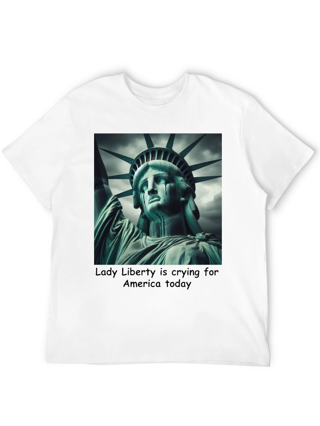 Statue of Liberty Crying Graphic Tee - Black